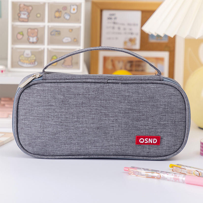 Ручной двухслойный пенал из ткани Оксфорд однотонный студенческий пенал с отделением с зажимом для ручки сумка для хранения школьных канцелярских товаров