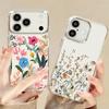 Чехол с узором из белых цветов для iPhone 17 Pro Max iPhone 16 15 14 13 Pro Max 11 17e 16e Покрытие Рамка для камеры Прозрачная Мягкая силиконовая задняя крышка