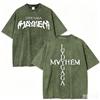 Vintage Lady Gaga Mayhem T Shirt Men Oversized Washed Cotton Graphic Tee Retro Streetwear Casual Summer Short Sleeve
