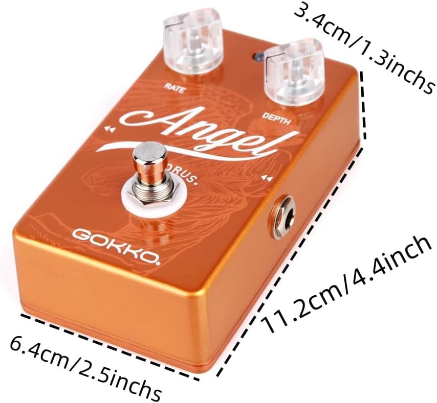 GOKKO AUDIO Angel Chorus Pedal Classic Modulation Effect for Clean and Distorted Tones Adjustable Rate and Depth Controls 9V DC Power Supply GK-23 -