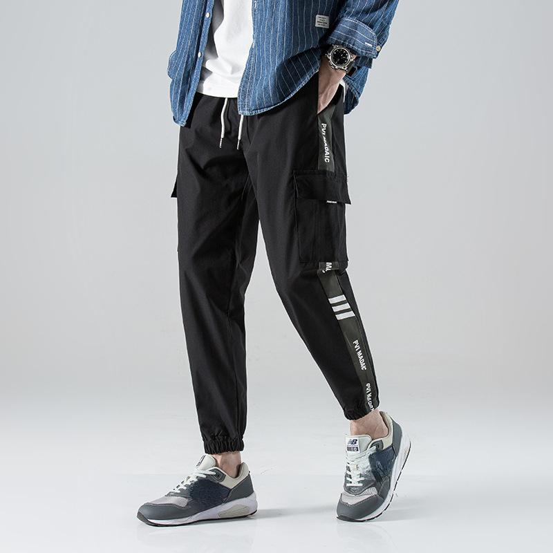 Новые брюки-карго в стиле хип-хоп для бега, мужские шаровары с несколькими карманами и лентами, мужские спортивные штаны, уличная одежда, повседневные мужские спортивные брюки M-7XL