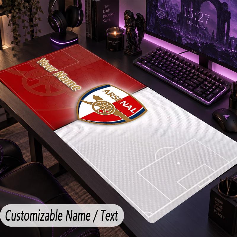 Custom Text Big Mousepad, Extended Desk Pad For Laptop Work GameArsenal FC