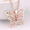 Necklace Choker Pendent Rose Gold Color Opal Butterfly Pendant Exquisite  Sweater Chain for Women Gifts