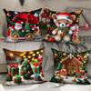 Christmas Pillow Cover for Sofa, Polyester Printed Christmas Pillow Cover, Office Cushion, Home Pillow