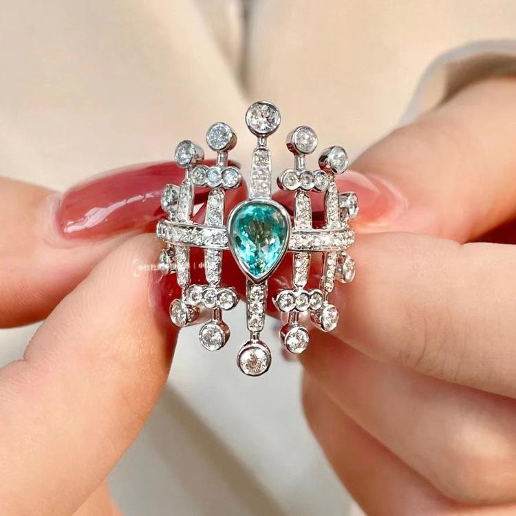 Яркое Ретро Светлая Роскошь Циркон Зеленый Циркониевый Кольцо Женское Модный Нишевый Дизайн Высококлассный Указательный Палец