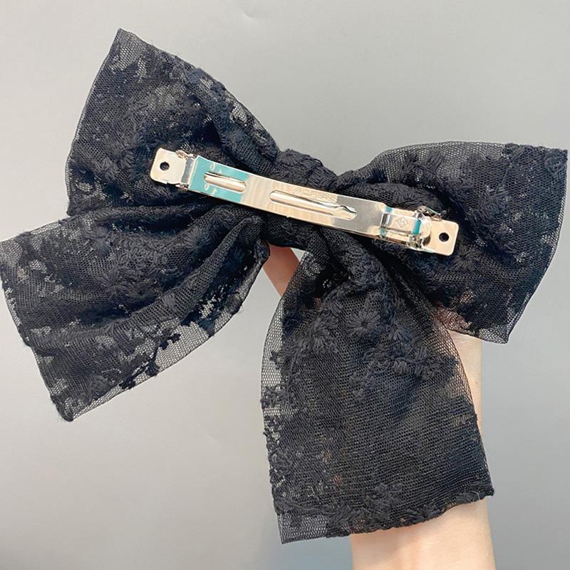 Lace Hair Clip Hairpins Black White Bow Knot Hair Barrettes Ribbon Women Vintage Flower Hair Ornament Fashion Hair Accessories