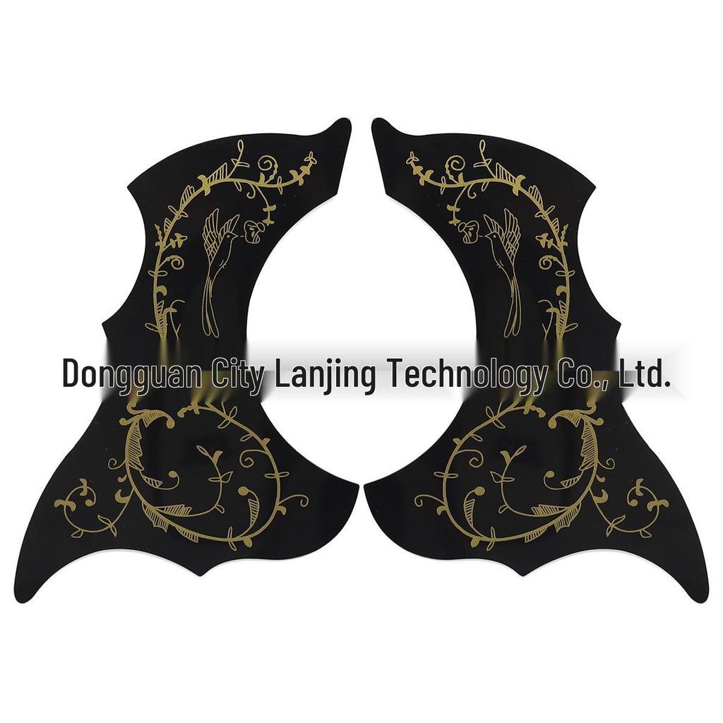 40-41 inch Left/Right Hand Floral & Bird Painted Wooden Guitar Pickguard with Scratch Protection & Adhesive Backing