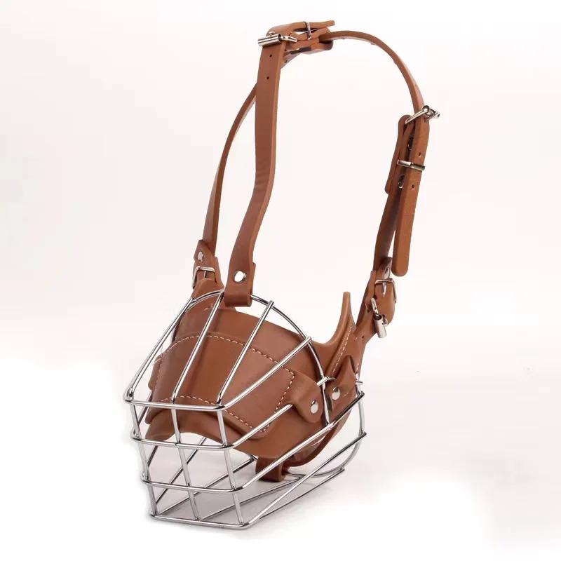 Дрессировочный ошейник для собак из мягкой кожи с регулируемыми дышащими ремнями, маска для средних и больших собак, бульдог, аксессуары для уличных собак