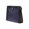 Gucci GG Monogram Canvas Leather Trim Zip Pouch Wristlet Clutch In Blue For Unisex Daily Use