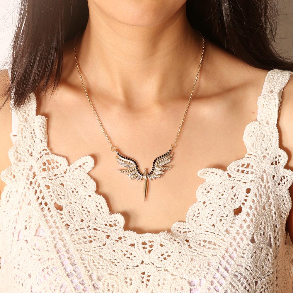 Wish Jewelry, Креативное ожерелье для женщин с крыльями ангела, инкрустированное бриллиантами, Ангел-Хранитель