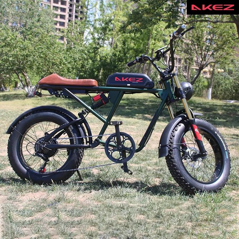 New S2 Smart and Powerful Akez 750W 13AH 48V Lithium Full Suspension Folding Mountain Electric Bike Fat Tires E-Bike Bike Bike