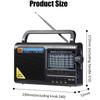 Portable FM/AM/SW Radio Full Band Radio Receiver TF USB MP3 Music Player with 3.5mm Headphone Jack Support AC 220V/3*D Battery