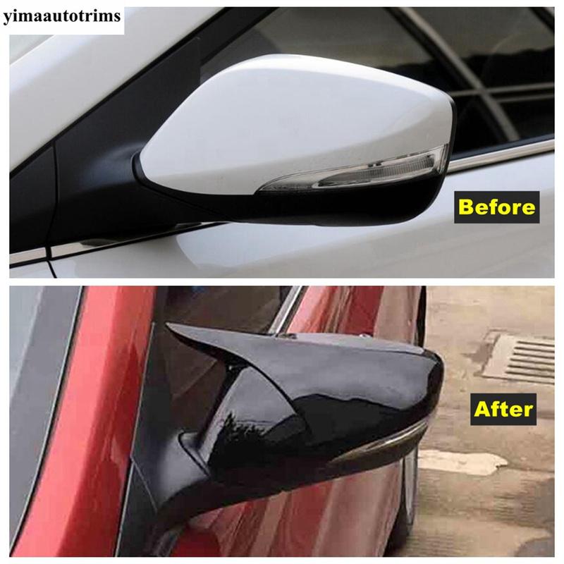 Ox Horn Blade Style Rearview Mirror Cover Trim For Hyundai Elantra Veloster 2011 - 2015 Black / Carbon Fiber Look Accessories