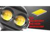 Motorcycle LED Spotlight Yellow-White Light: Super Bright Auxiliary Mini Driving Headlight for Electric Vehicles.
