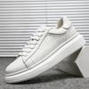 Autumn New Shoes for Men Cow Leather Casual Shoes Fashion White Flat Skateboard Shoes Youth Lace-up Sneaker