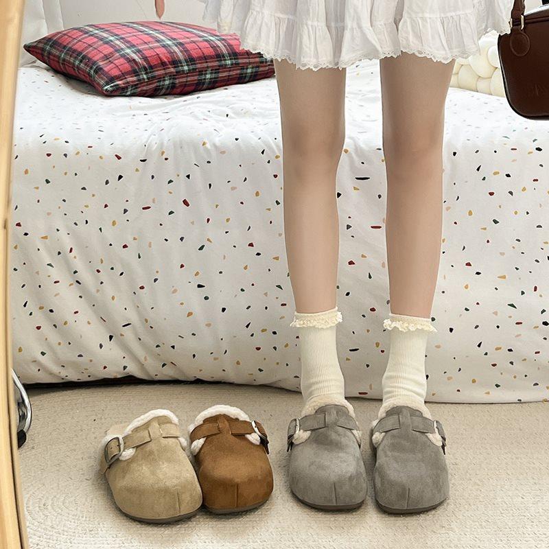 Retro Velvet Lazy Versatile Warm Cotton Slippers 2025 Autumn and Winter Fluffy Slippers Women's Fashion New