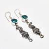 Swiss Blue Topaz Gemstone Handmade 925 Silver Plated Jewelry Earring 2.38"