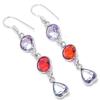 Natural Amethyst, Garnet Gemstone 925 Sterling Silver Earring 2.36" W6f06