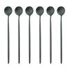 6Pcs/Set Black Long Handle Cutlery Matte Stainless Steel Spoons Polished Stirring Drink Ice Cream Dessert Tea Spoons Dinnerware