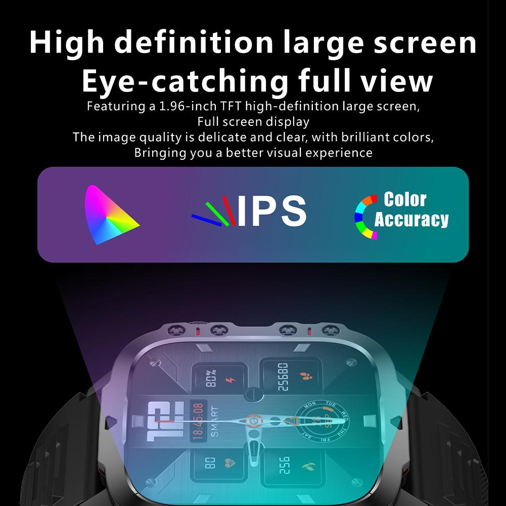 QX11 Smart Watch Sleeping Heart Rate Blood Oxygen Blood Pressure Monitor Waterproof Fitness Watch With 1.96 Inch Touch Screen For Smart Phones Tablet
