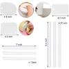 20 Plastic White Cake Sticks Dowel Rods, 4 Cake Dividers for 4, 6, 8, 10 Inch Cakes, 12 Clear Stacking Dowels, Different Patterns Cake Scrapers for