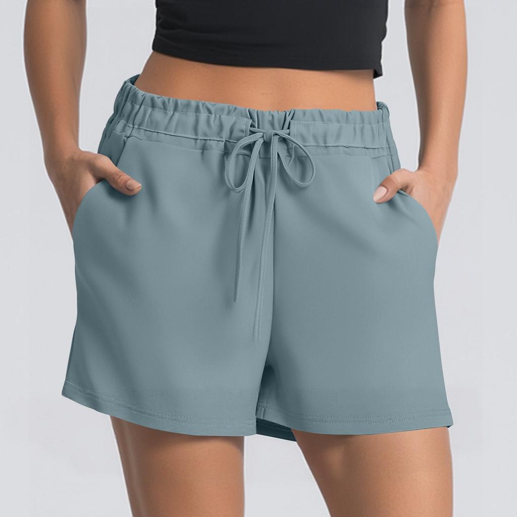 Women's Summer Drawstring Sports Shorts High Waist Casual Shorts With Pockets