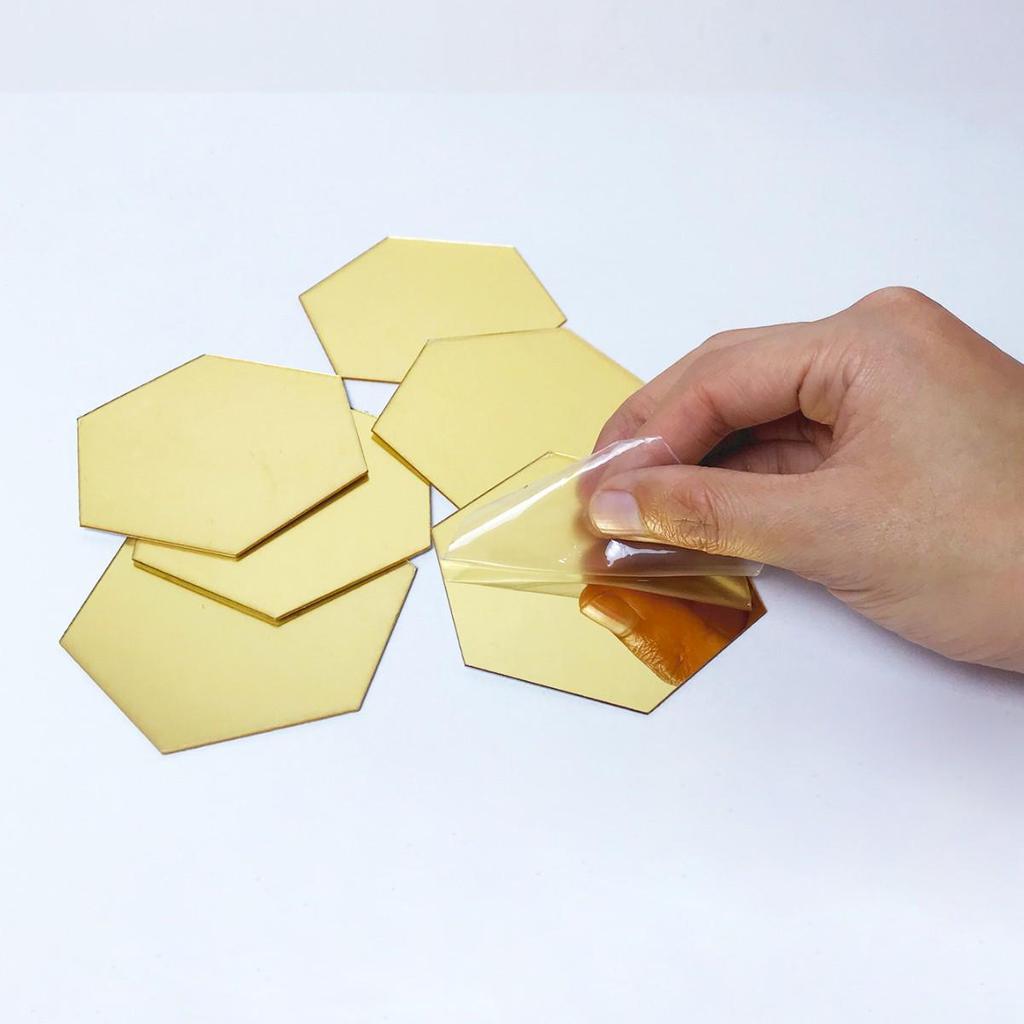 12-штучный набор шестиугольных акриловых зеркальных наклеек на стену, самоклеящийся декоративный набор для гостиной