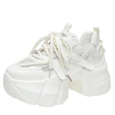 Модные 8 см Осенние Женские Повседневные Спортивные Туфли Под Всё Удобные Женские Массивные Кроссовки Дышащая Сетка Весенние Туфли на Высокой Платформе