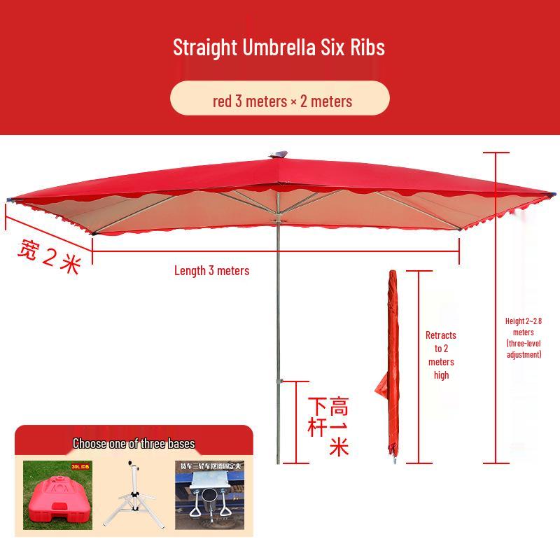 Large Rectangular Folding Patio Umbrella with Canopy Sun Protection