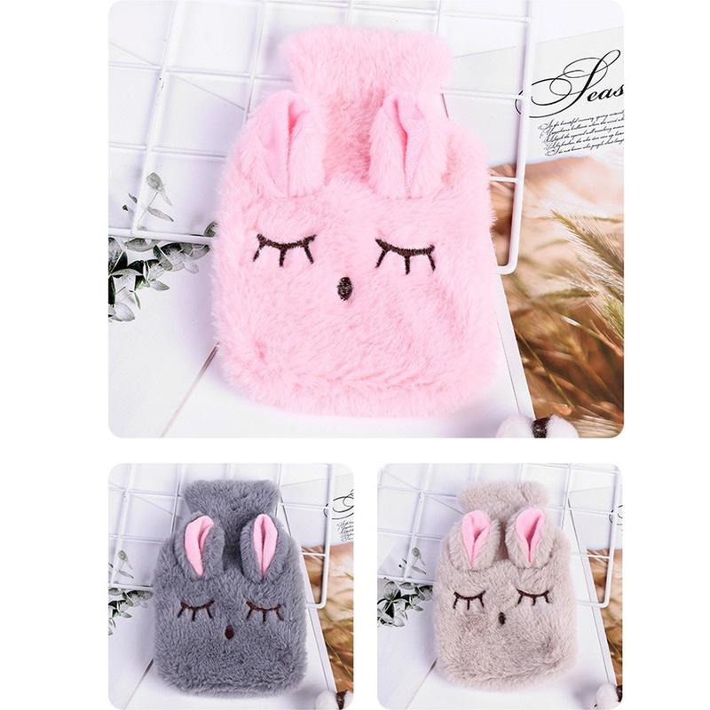 1 шт., зимняя теплая сумка, грелка с кроликом, ПВХ, обезболивающая, терапия, сумка для горячей воды с вязаным мягким уютным чехлом, грелка для рук