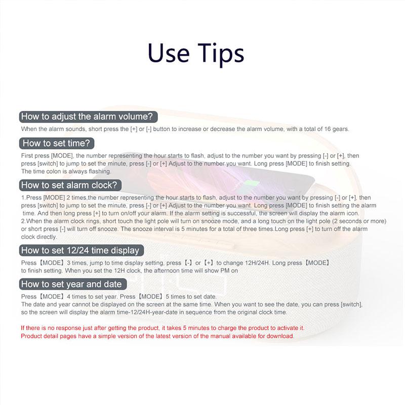 Новейший Bluetooth-динамик 6 в 1 с цифровым будильником/беспроводным зарядным устройством/FM-часами-радио/регулируемой светодиодной подсветкой/двойными беспроводными динамиками для спальни и дома