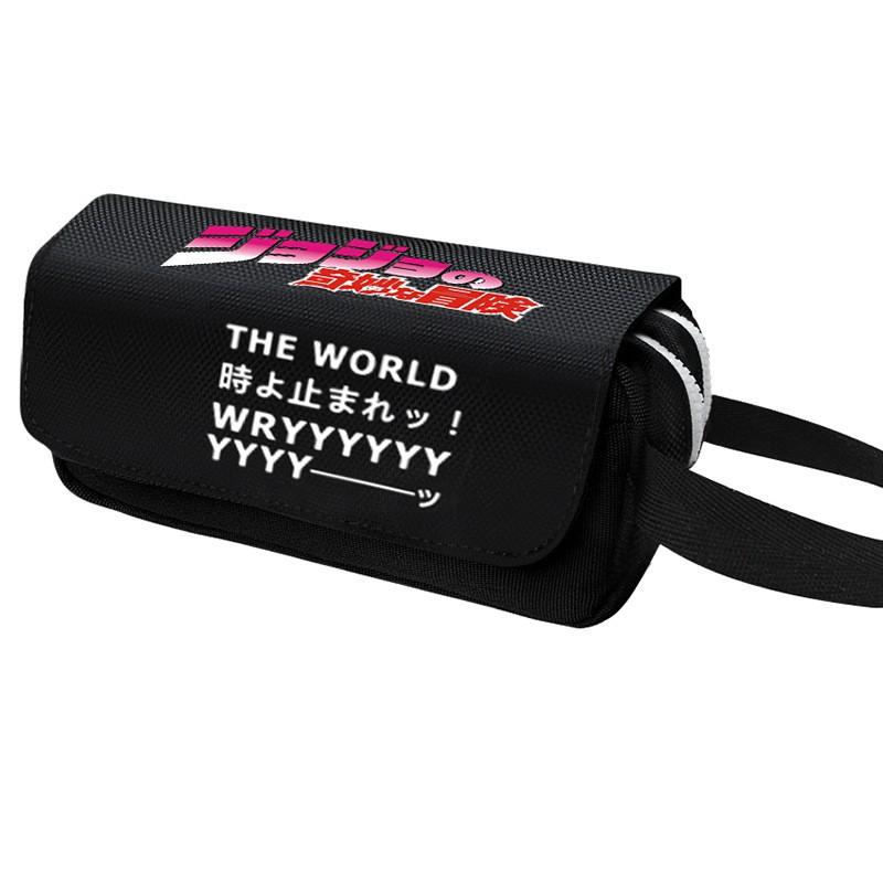 JoJos Bizarre Adventure Pencil Case Kujo Jotaro Zipper Flip Pouch Large Capacity School Stationery Organizer Students