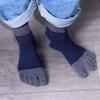 Cotton Breathable Simple Middle Tube Socks With Toes Stripe Hosiery Man Socks Five Finger Socks
