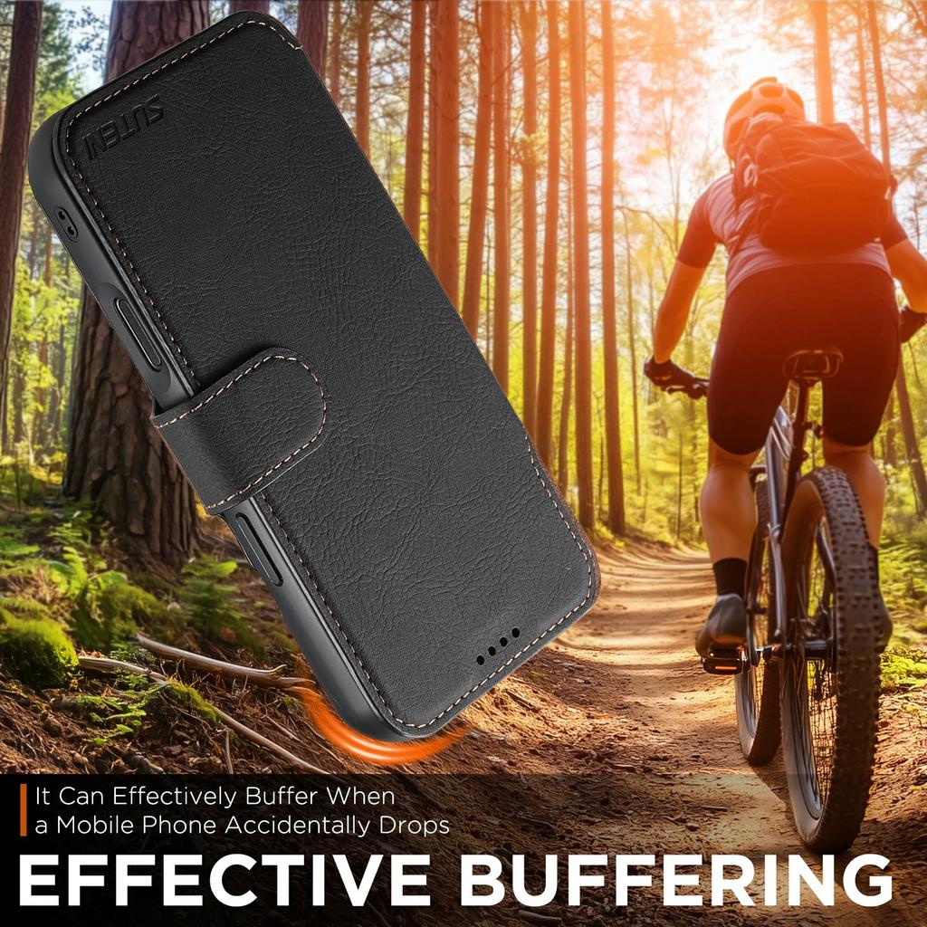 SUTENI Q-05 For iPhone 17 Air Case Detachable Wallet Stand Litchi Texture Leather Flip Phone Cover