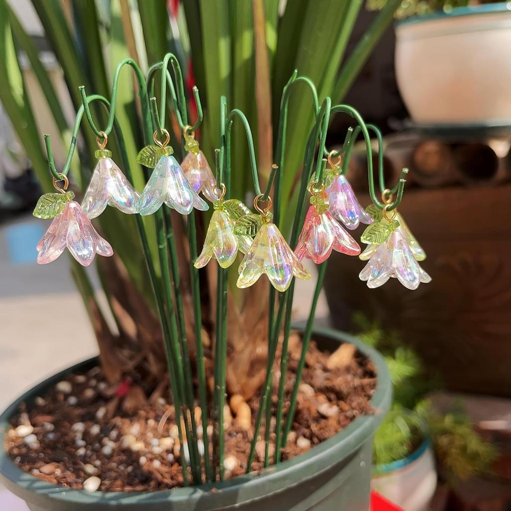 Colorful Artificial Lily Flower Rod Flexible Garden Stakes Micro Landscape DIY Garden Yard Arrangement Decorations Supplies