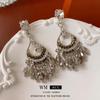 Silver Needle Diamond Water Drop Tassel Earrings - Ethnic Retro Style, All-Match Temperament Earrings.