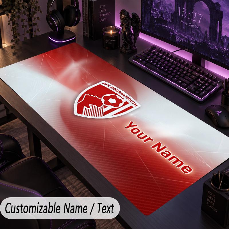 Custom Text Big Mousepad, Extended Desk Pad For Laptop Work GameBournemouth Football
