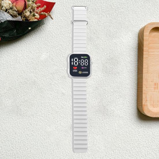 Светодиодные электронные часы с большим экраном, модный квадратный дизайн, точное время, удобные часы с силиконовым ремешком