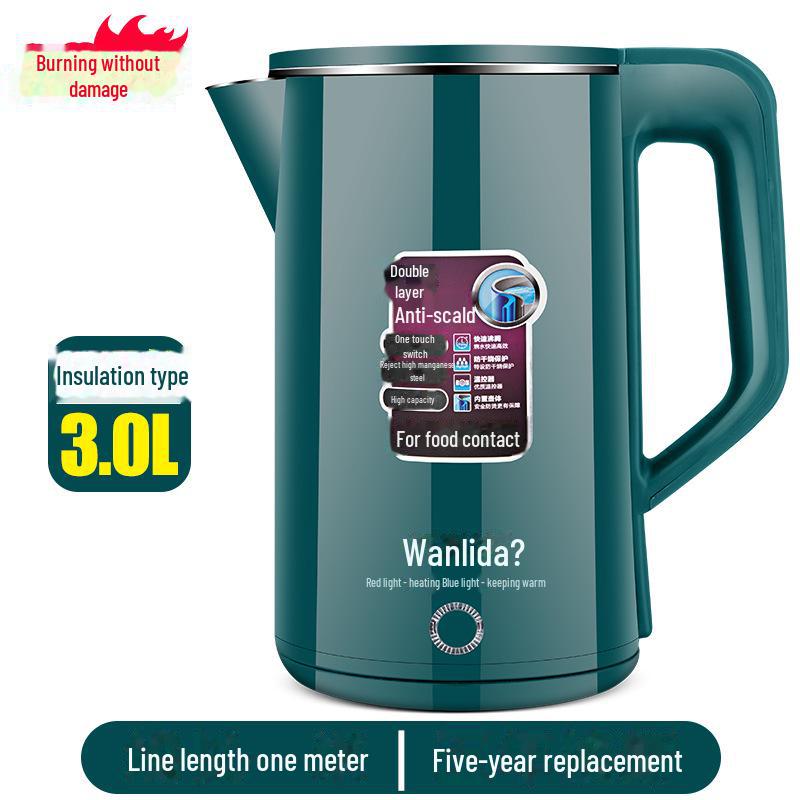 Электрический чайник Wanlida объемом 3 л из нержавеющей стали с изоляцией для домашнего использования