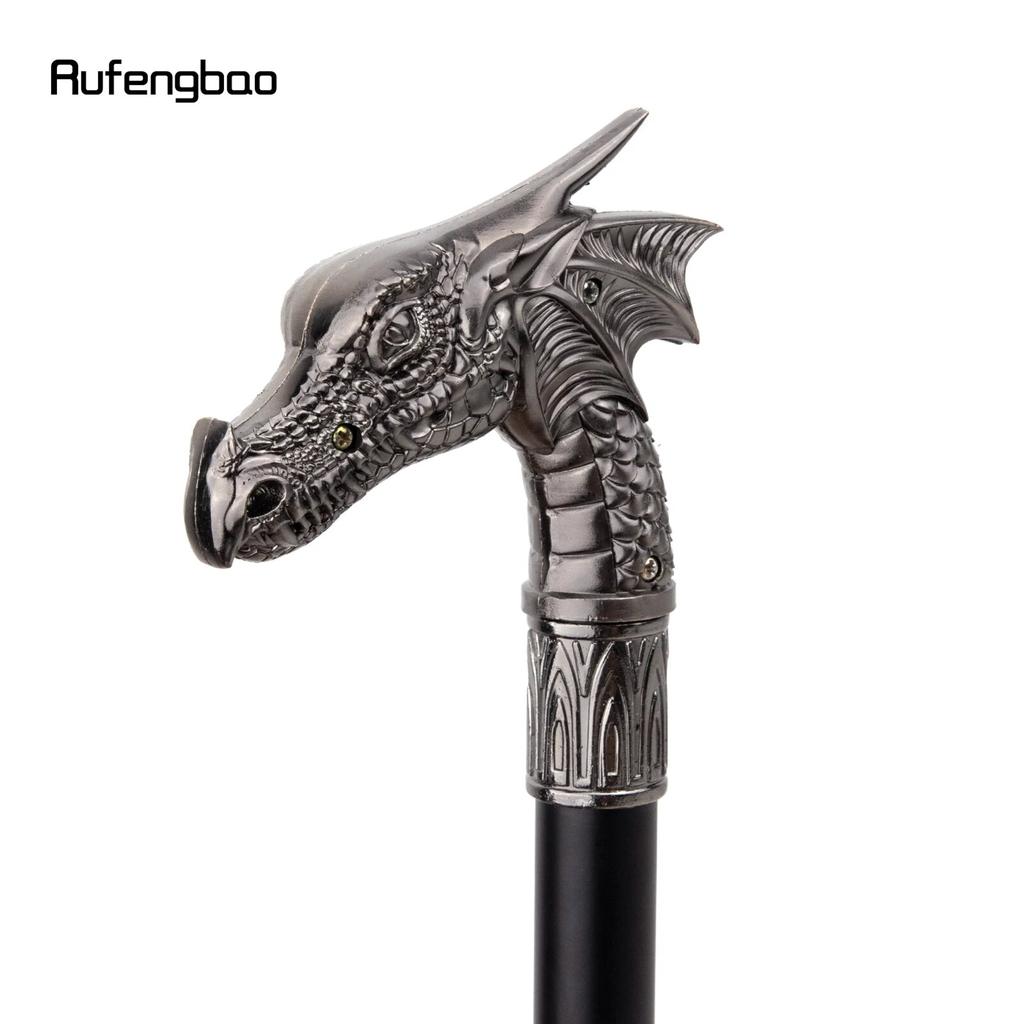 Silver Dragon Head Fashion Walking Stick Decorative Stick Cospaly Vintage Party Fashionable Walking Cane Crosier 93cm