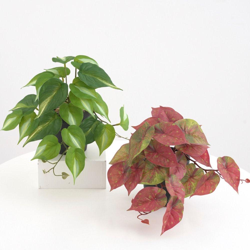 23 Leaves Artificial Green Plant Leaves Tropical Plant Real Touch Silk Turtle Back Bamboo Leaves Lifelike Large