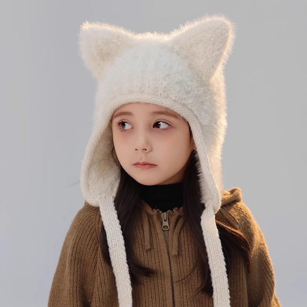 New Winter Kids Knitted Hat Warm Beanie Cap with Cat Ears Cartoon Child Bonnet Hats For Girls Boys