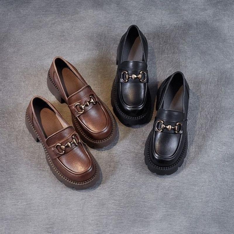 Туфли-лоферы на квадратном каблуке со средней высотой каблука, с металлическими украшениями, распродажа женской обуви 2024 года, модные туфли весна/осень, однотонные туфли-лодочки, мокасины