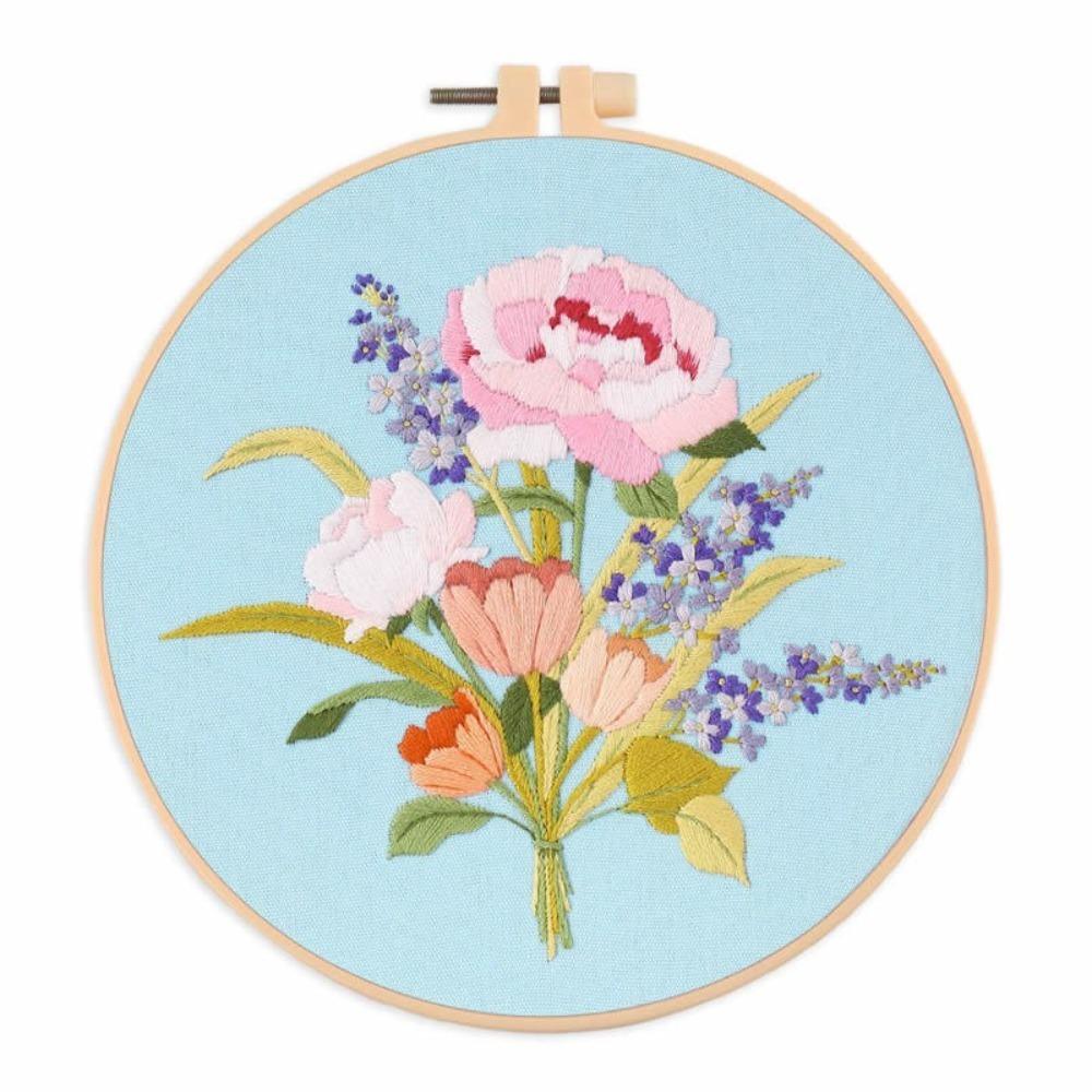 With Floral Flower Patterns Embroidery Kit Fabric for Beginners Cross Stitch Kits Home Decoration Handmade Gift