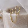 Simple Personality With Double Pierced Ears And Chain Hoop Earrings For Women
