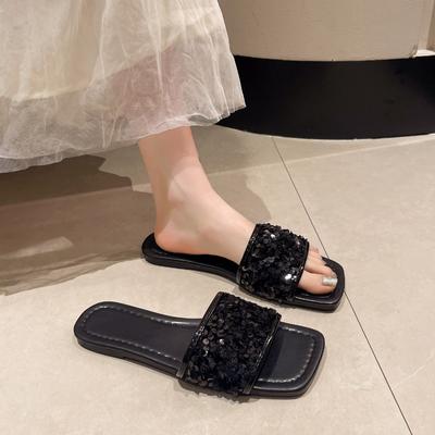 Женские тапочки Летние сандалии Модные сандалии с открытым носком Уличные Повседневные Вечерние Блестящие Удобные Пляжные туфли