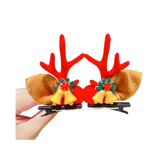 1 пара рождественских заколок для волос, праздничные стили, олень, рождественская елка, снеговик, Санта-Клаус, плюш, декор из пайеток, заколки для волос