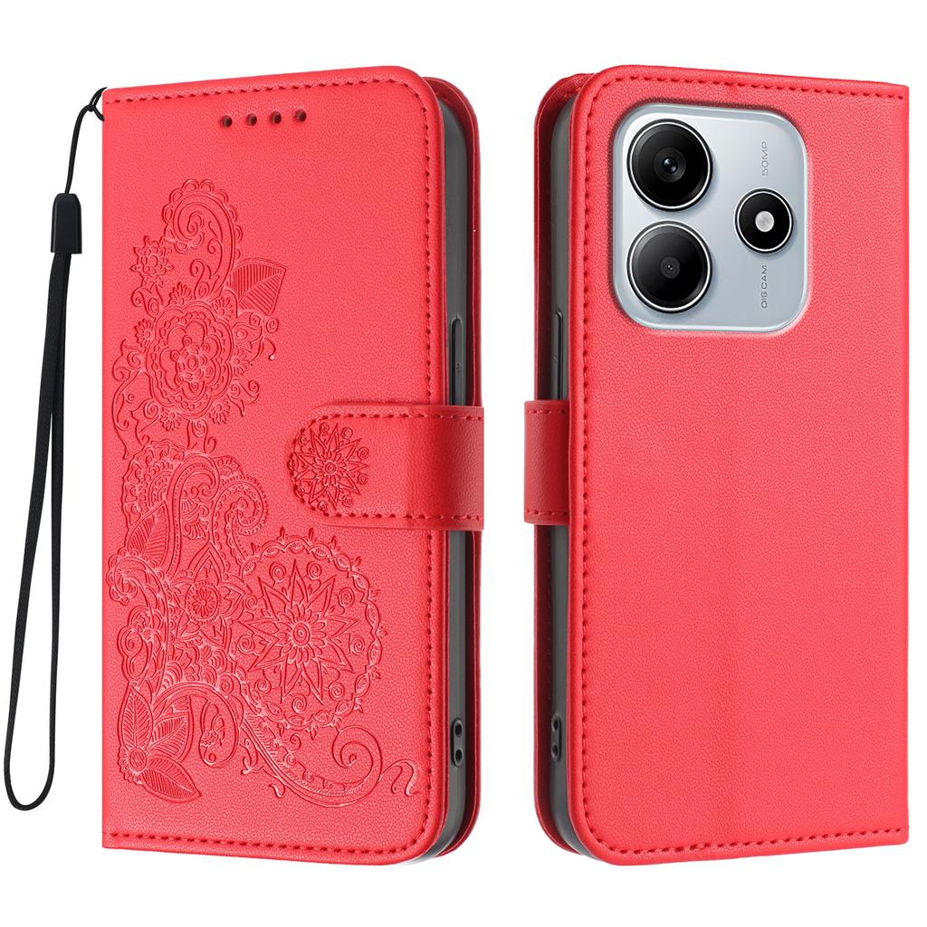 For Xiaomi Redmi Note 14 4G (163.25x76.55x8.16mm) Phone Cases Mandala Flower Leather Wallet Mobile Cover with Strap
