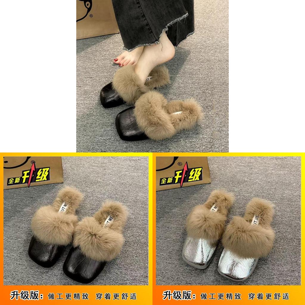 Женские меховые тапочки Pack Head для зимы с нескользящей полиуретановой подошвой, удобная обувь для дома и улицы