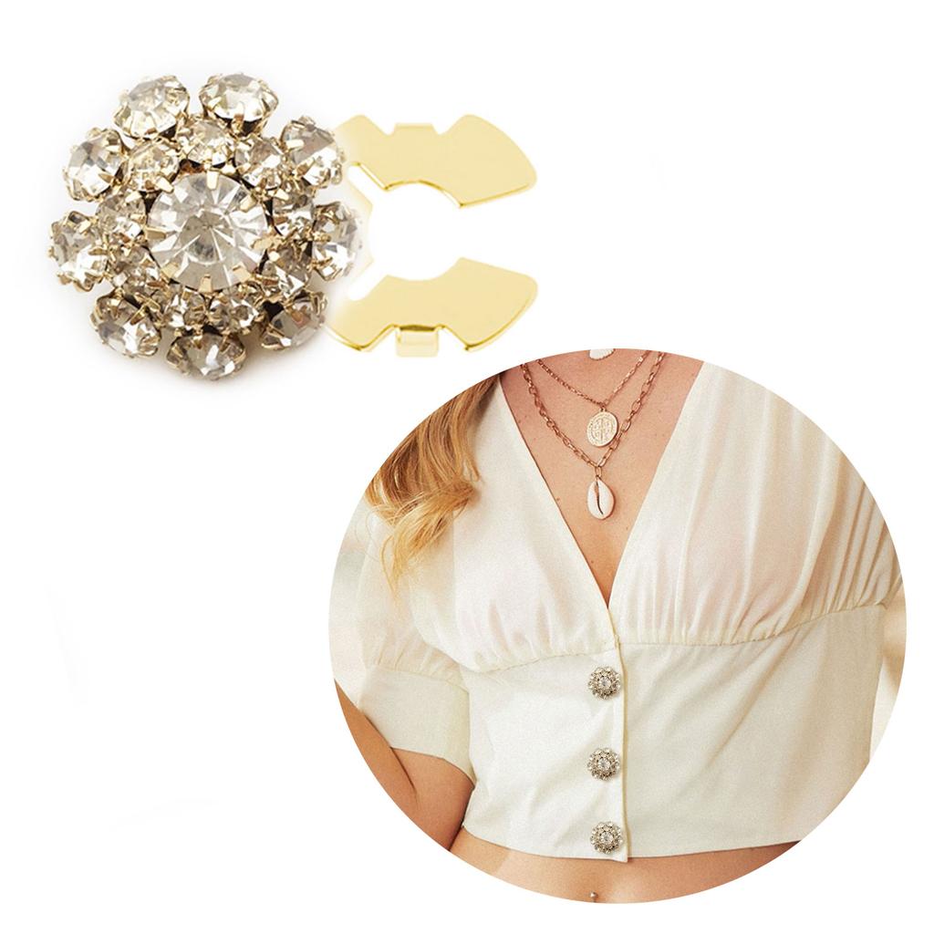 Rhinestone Button Cover Decorative Button Embellishment Button Flower Button Cover for Jewelry Craft Decoration